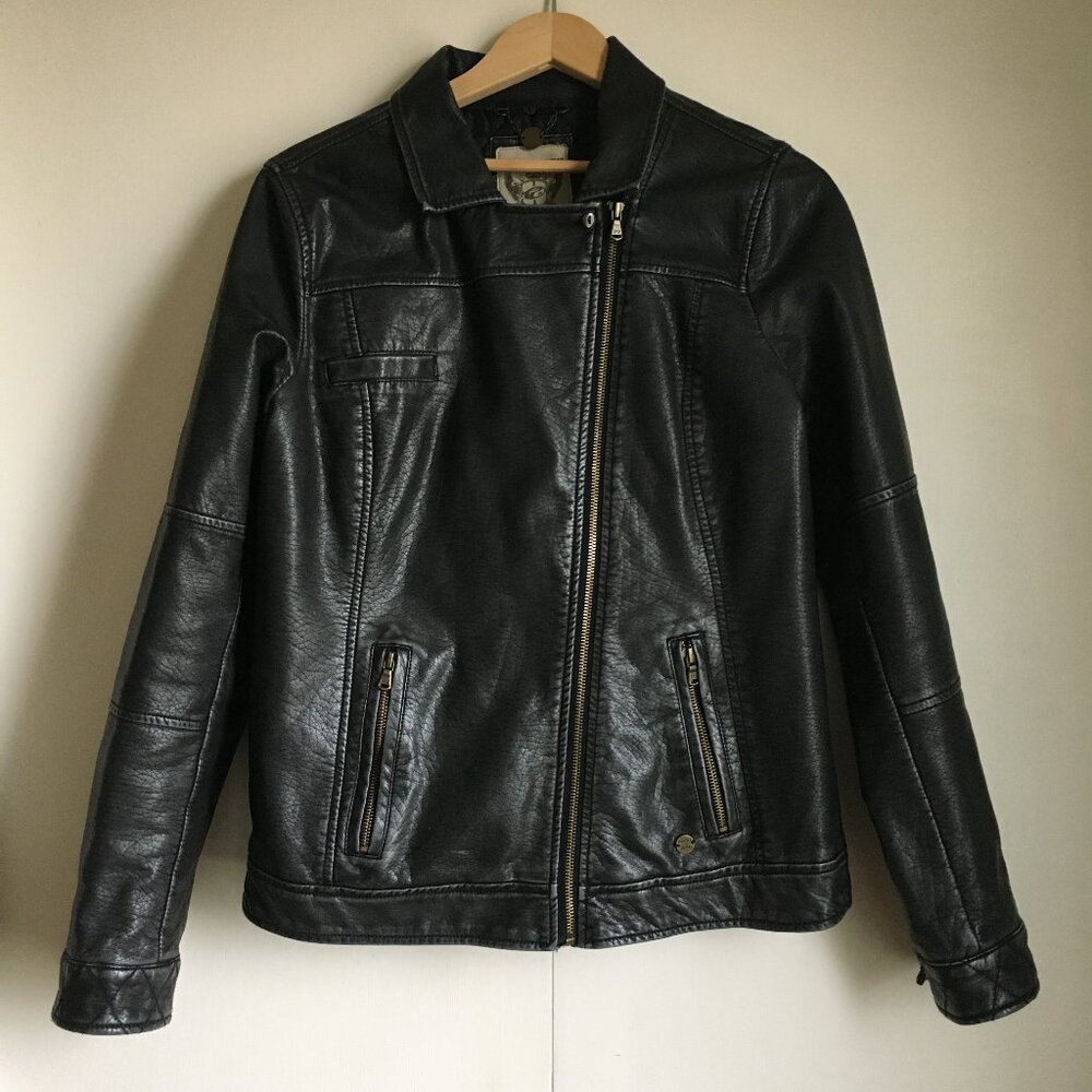 VTG Point Zero Nicole Benisti Vegan Leather Moto Jacket Medium